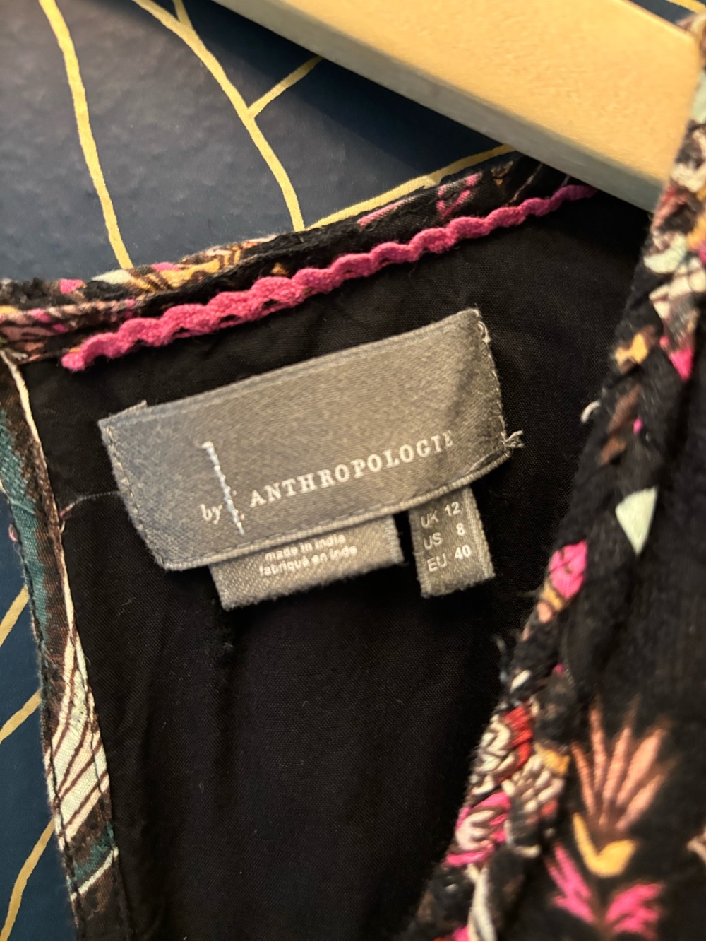 by ANTHROPOLOGIE paisley maxi dress OPEN BACK black PRINT long sleeve size 8 - Picture 8 of 11